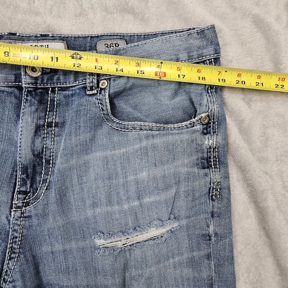 BKE Seth 36R Straight Leg Distressed Jeans Light Wash‎ Y2K Denim Crazy Fade - Picture 13 of 15